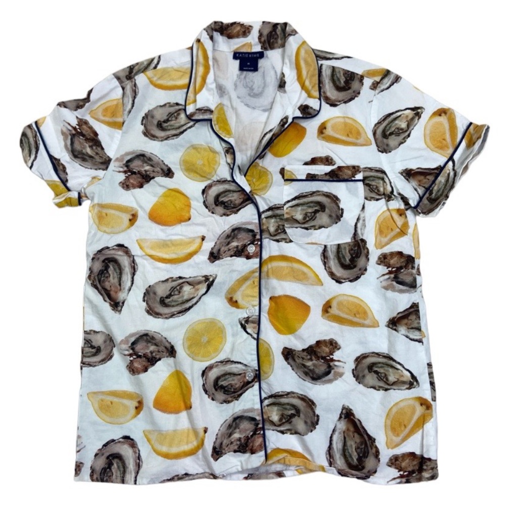 SOLD Katie Kime the world is your oyster pajama top. Size medium